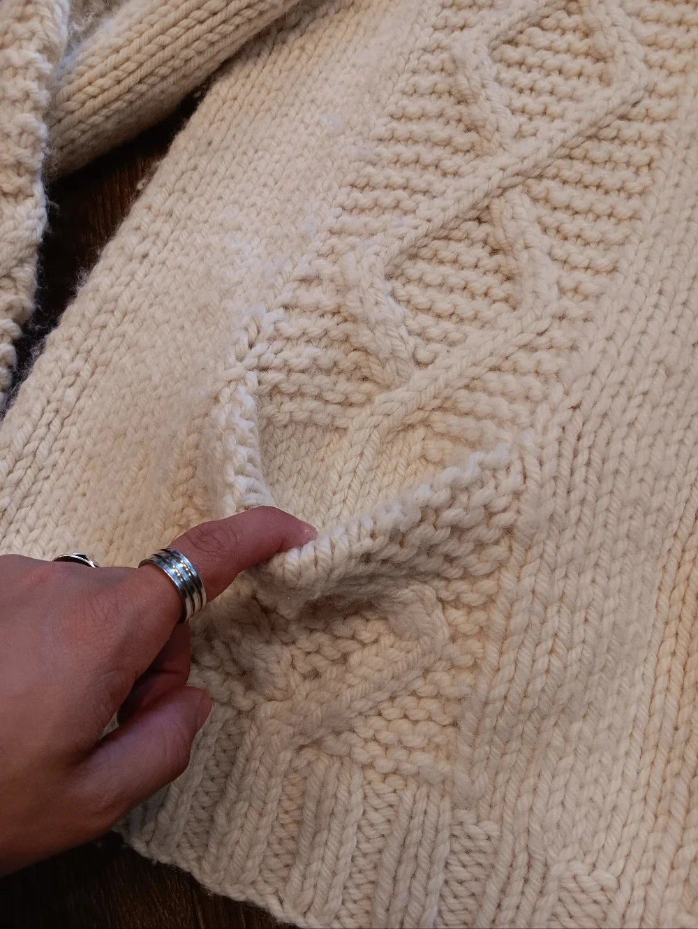 Polo by Ralph Lauren Cream Cable-Knit Crewneck Sweater 100%wool Vintage 90s